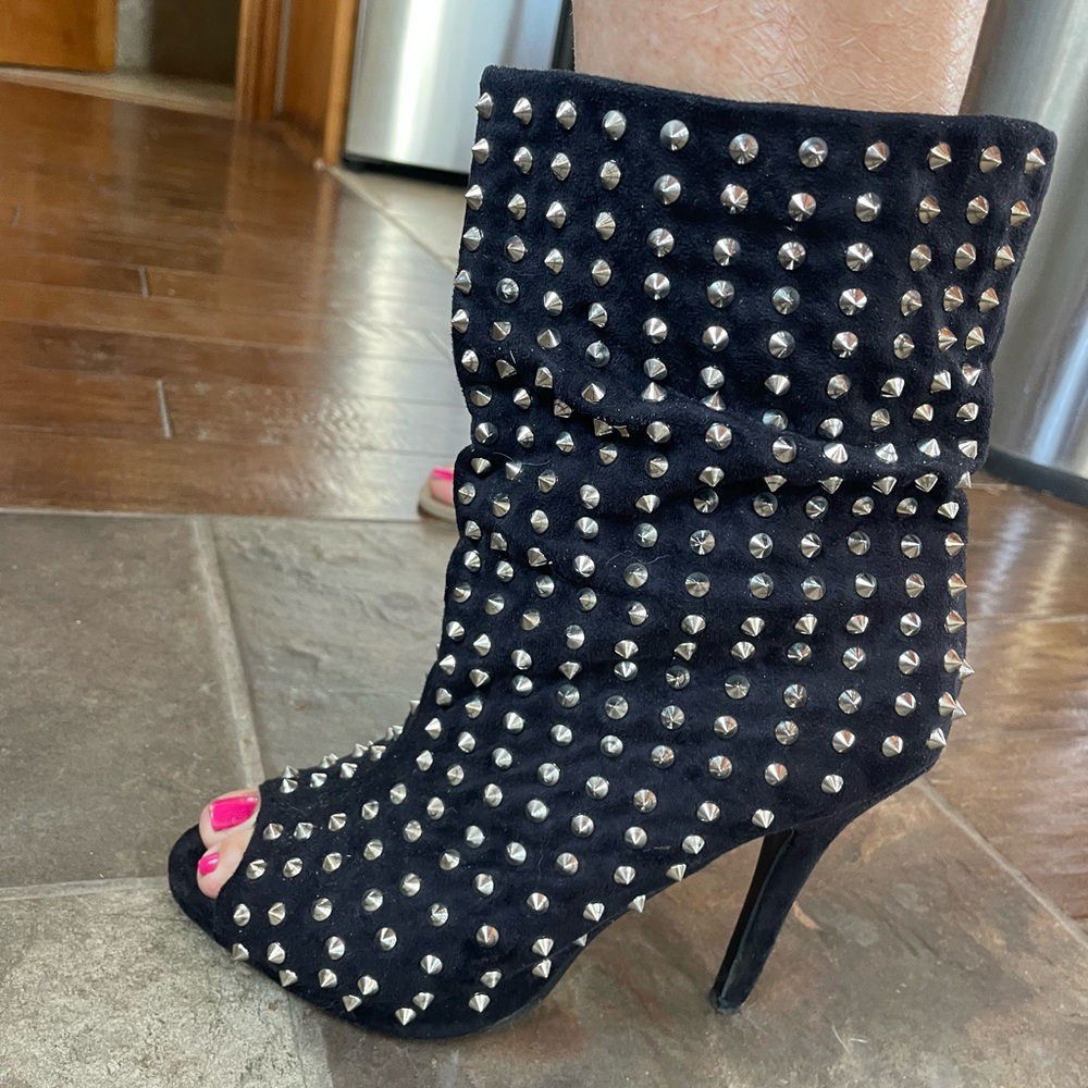 Studded Black half calf Boots